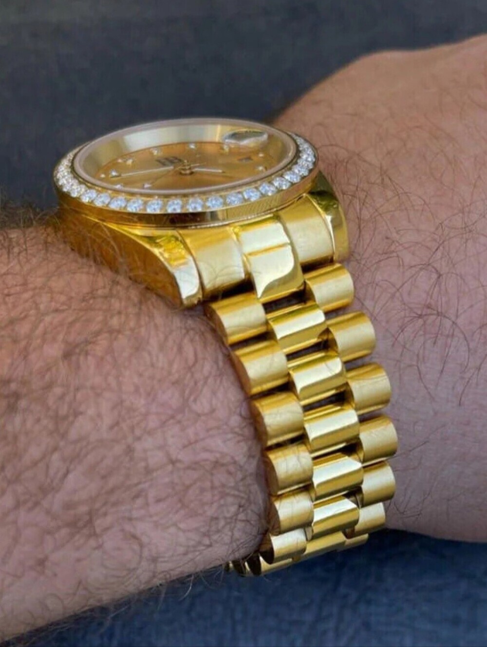 MOISSANITE Automatic Presidential Watch Gold Plated Iced Pass Diamond Test 41mm - Picture 6 of 8